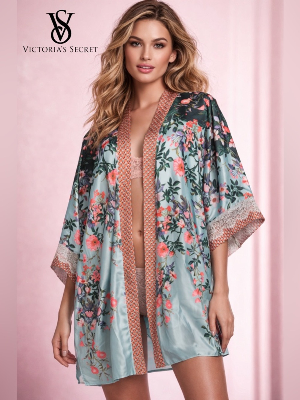 Victoria’s Secret Silky Floral Kimono Robe